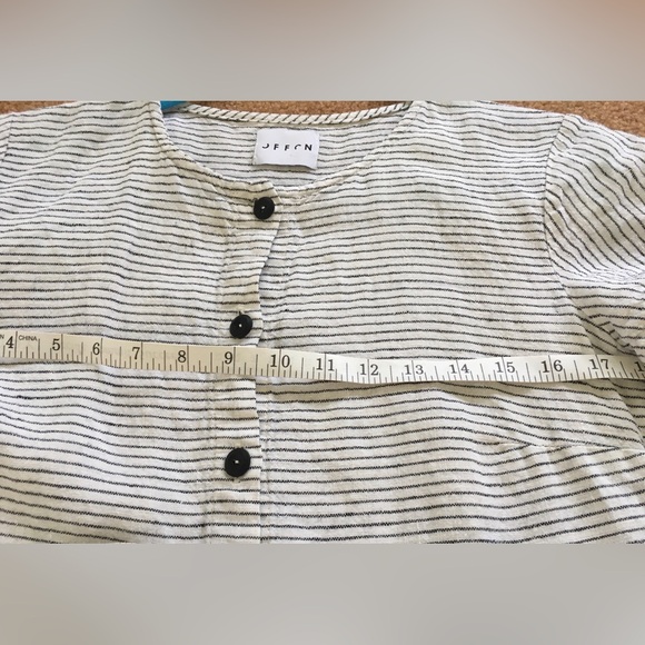 Offon Women's Linen Dress Gray White Stripe Nursing Friendly Buttons Pockets - Picture 8 of 13